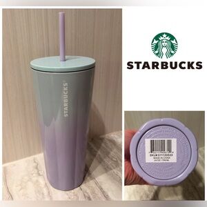 🆕STARBUCKS - NWT - PURPLE / TEAL BLUE OMBRE STAINLESS STEEL COLD CUP TUMBLER